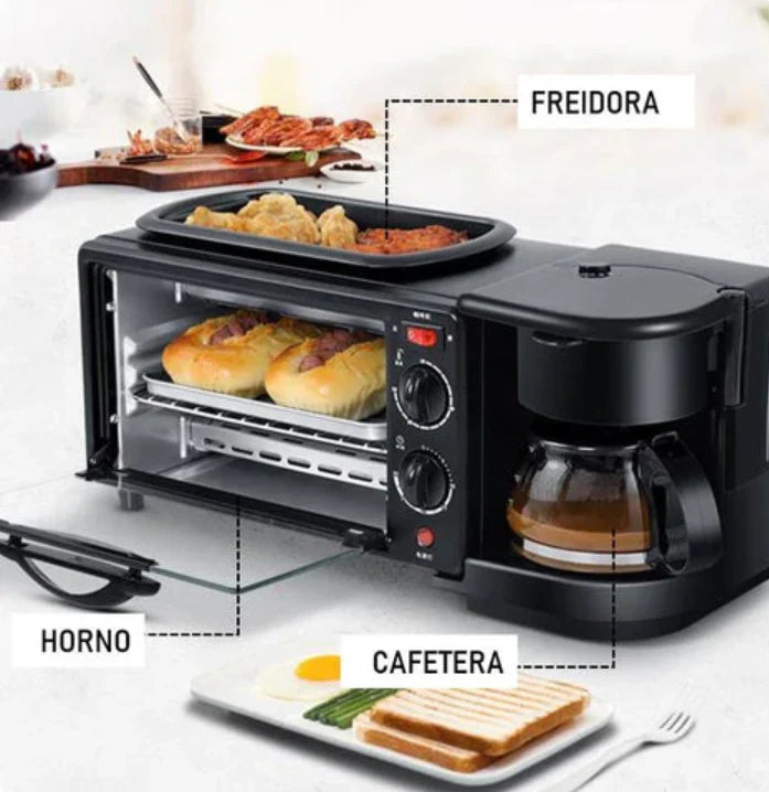 🔥50% DE DESCUENTO Horno 3 en 1 - Horno, Freidora y Cafetera